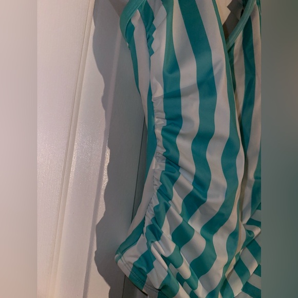 Kona Sol Women’s Turquoise & White Striped One Piece Swimsuit Size 16W, NWT - Picture 4 of 11